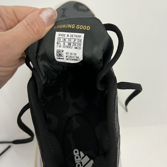 adidas Women's Barricade 12 Tennis Shoe 6.5 Black/Gold Metallic/Carbon - Picture 9 of 9